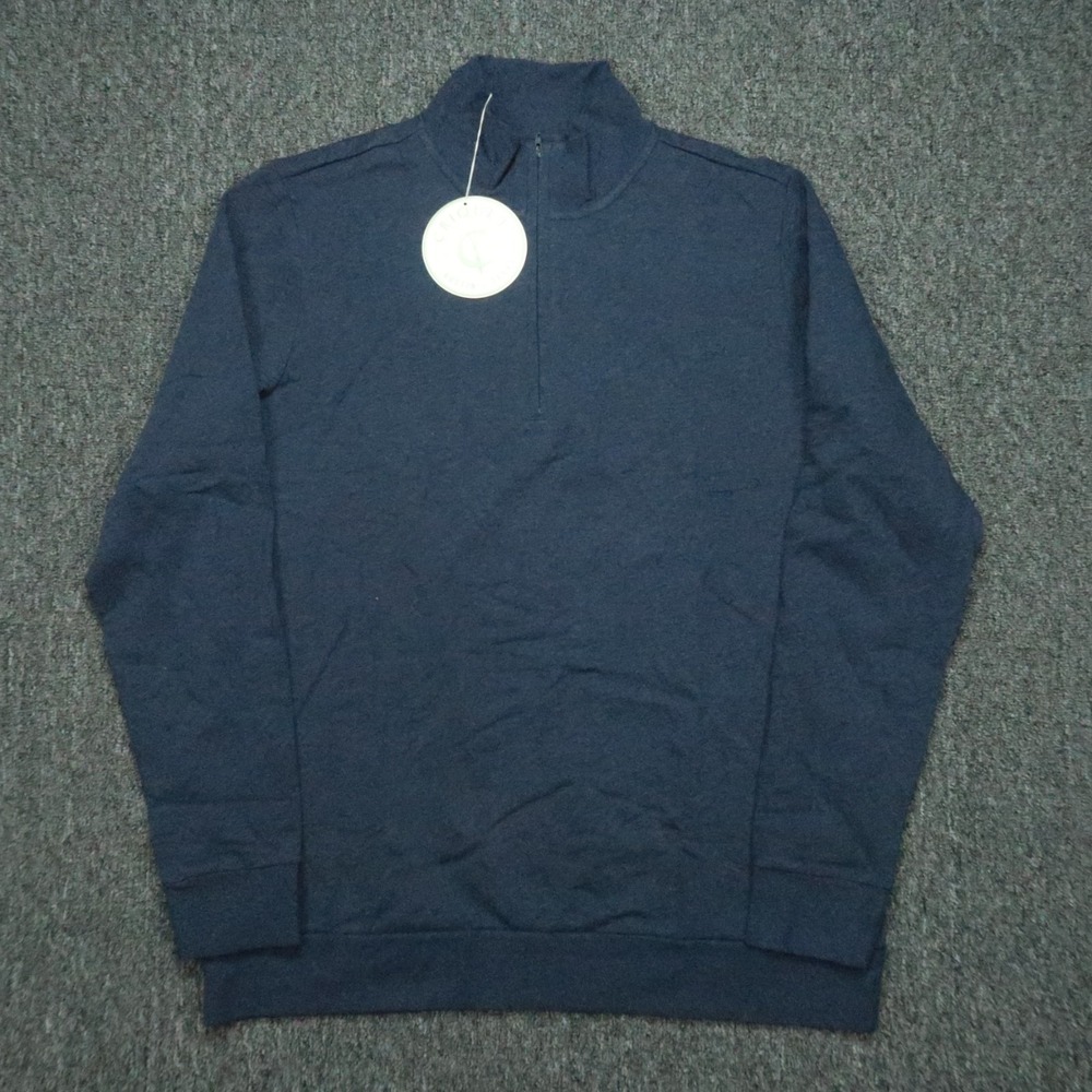 Criquet Pullover Men‎ Large Blue Quarter Zip Long Sleeve Fleece Sweater NWT